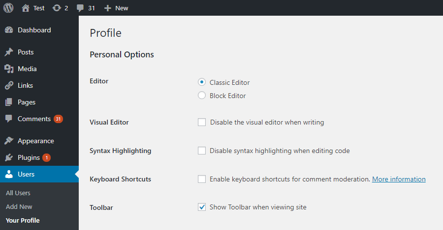 classic editor wordpress