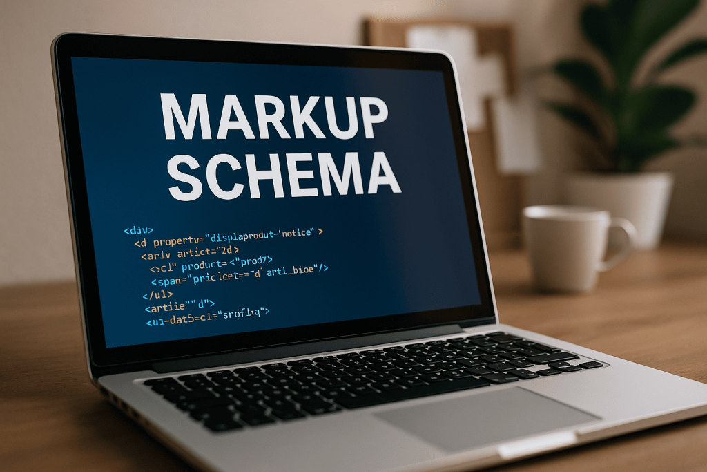 Laptop mostra codice schema markup